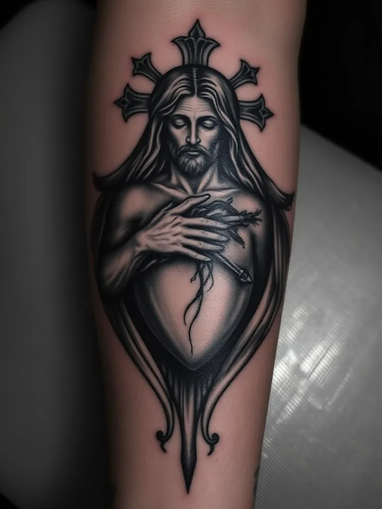Sacred Heart — Jesus · Religious Realism Tattoo, Harmony of Ink Homburg (Saar)