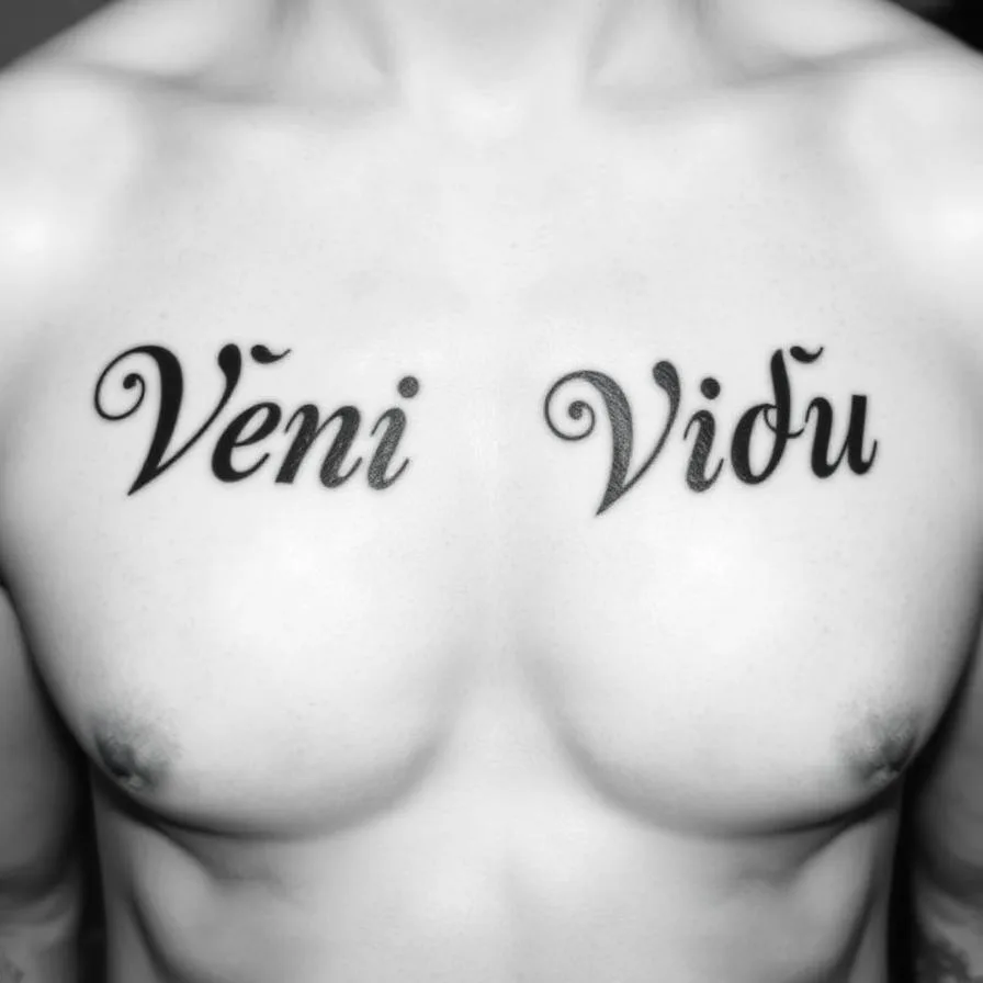 Veni Vidi Vici — Lettering Tattoo, Harmony of Ink Homburg (Saar)