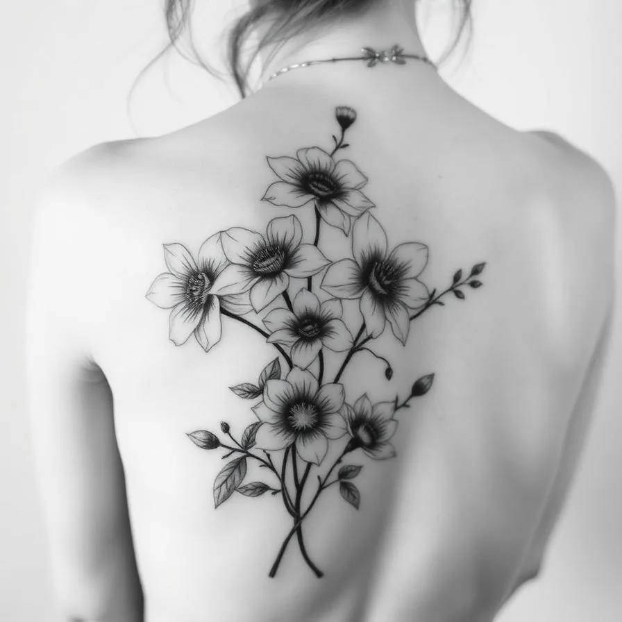 Bloom — Flowers, Back Tattoo, Harmony of Ink Homburg (Saar)